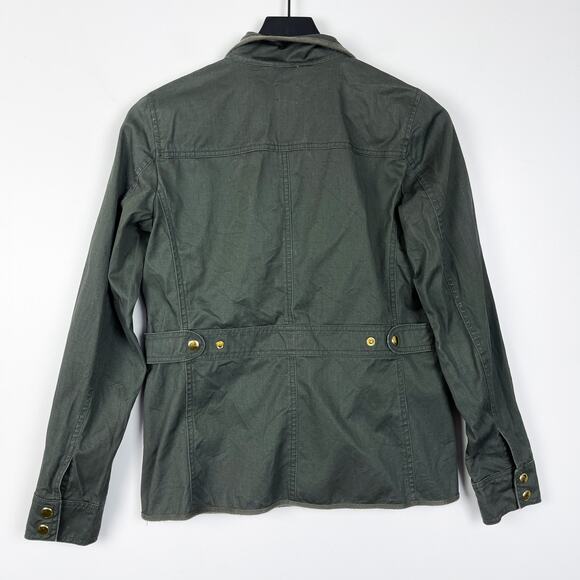 J.Crew Factory XS Resin Coated Twill Utility Jacket Cotton Green - Picture 6 of 11